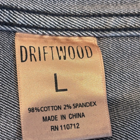 DRIFTWOOD Black Floral Embroidered Beaded Boho Jean Jacket M/L - Picture 5 of 5